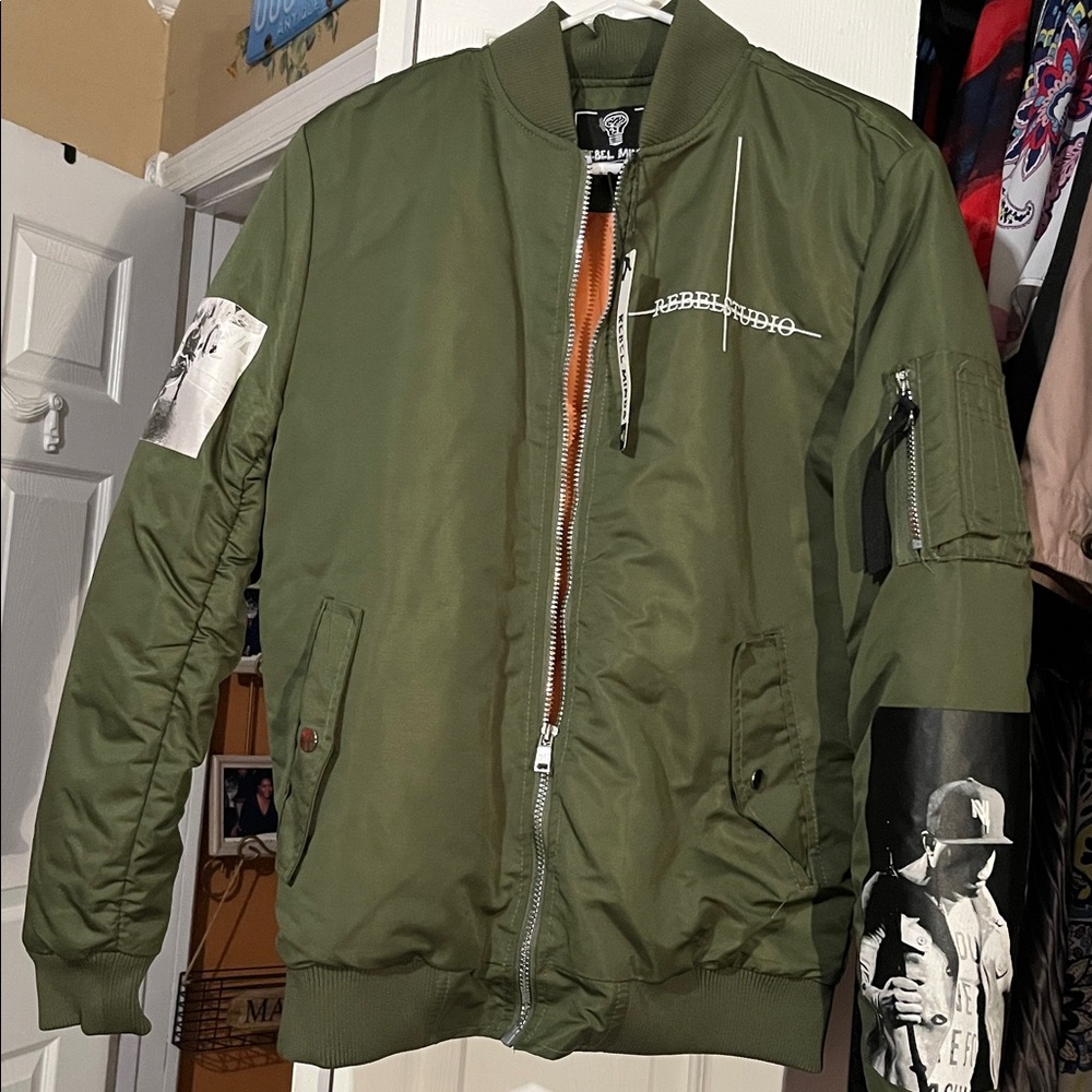 Rebel Studio Olive Green Bomber Jacket
